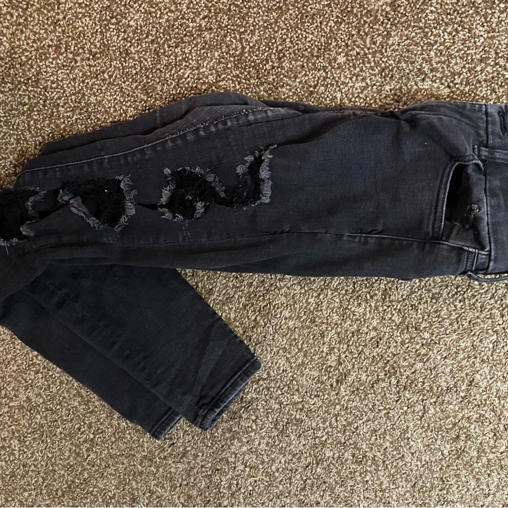 American Eagle Outfitters Black Skinny Distressed Jeans